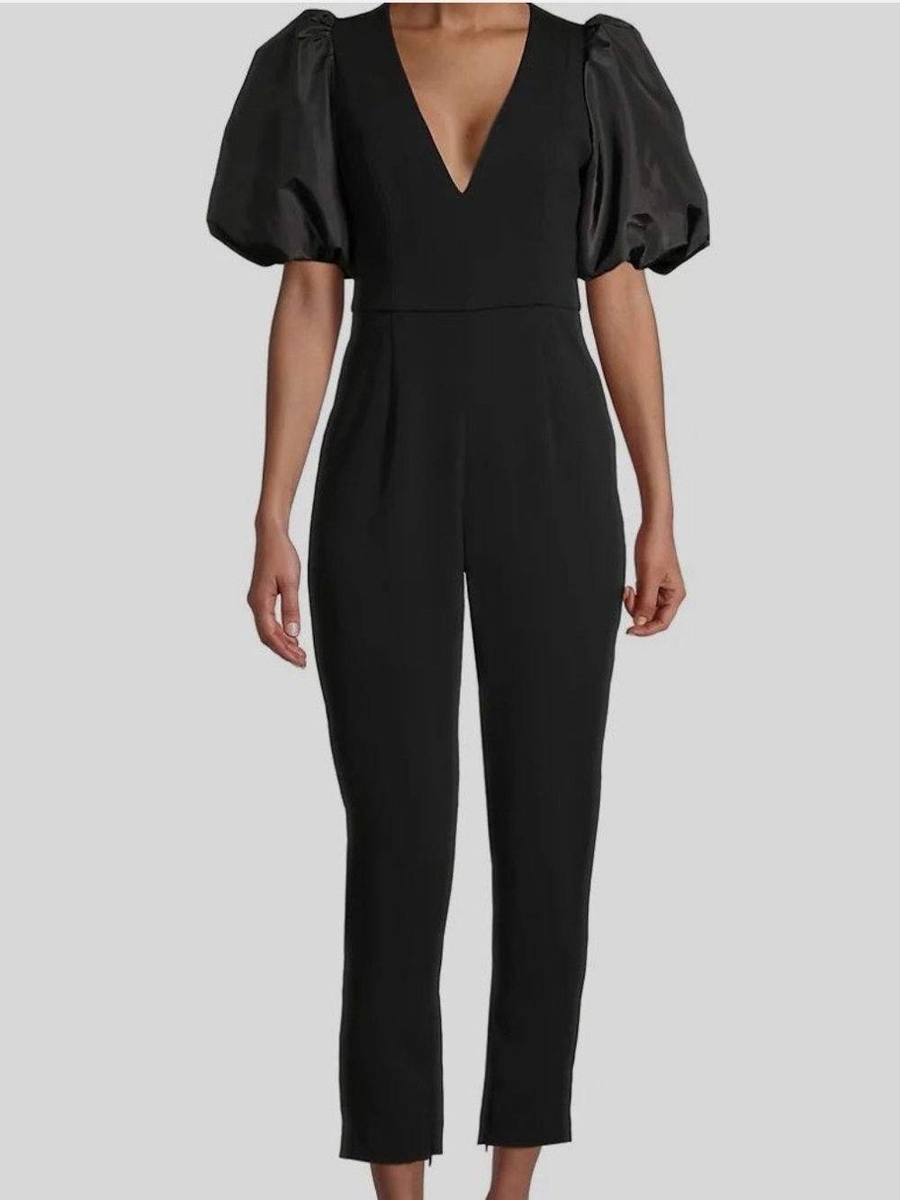 TOCCIN NY Black Puff Sleeve V-Neck Jumpsuit Size 6 New With Tags $895